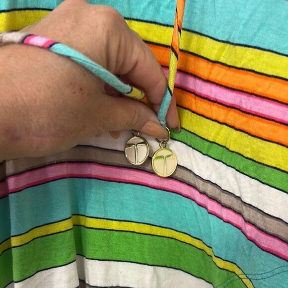 Trina Turk Green and Orange Tie Front Tunic - Picture 3 of 5